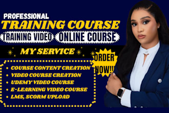 create lms course content on moodle, tutor lms, promotion, with video creation