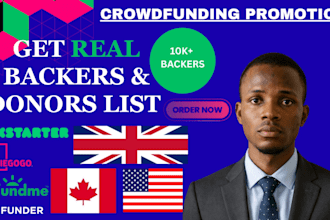 find targeted donors and backers list for kickstarter gofundme indiegogo