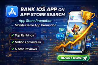 rank IOS app on app store search, app store promotion mobile game app promotion