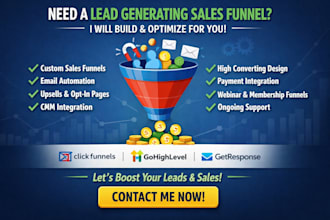 create a lead generating sales funnel on clickfunnels, gohighlevel, getresponse
