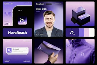 do a modern minimalist business logo design with a brand style guide