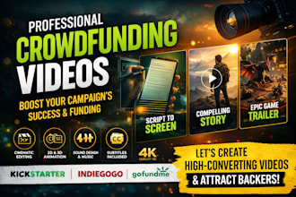 create high converting crowdfunding video for kickstarter indiegogo gofundme