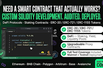develop a custom solidity smart contract for evm defi, staking, token