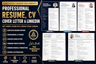 create executive resume cv maker, build cover letter write linkedin design edit