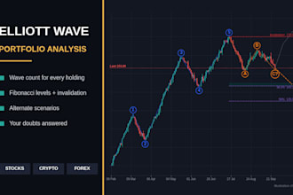 analyse your stocks, crypto or forex portfolio using elliott wave and fibonacci
