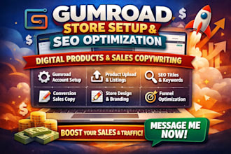 setup gumroad digital products store seo optimization sales copywriting