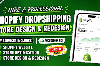 build shopify dropshipping store redesign shopify store optimize shopify store