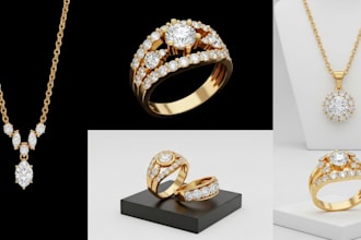 create custom 3d jewelry design, cad modeling and photoreal rendering