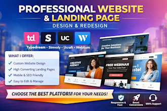 create professional website landing page using typedream simvoly ucraft weblium