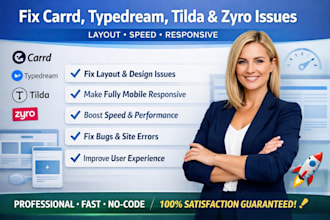 fix carrd typedream tilda and zyro layout speed and responsive issues