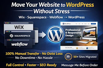 convert clone or transfer squarespace, wix, weebly, webflow to wordpress website