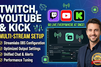 configure streamlabs obs to stream live on twitch youtube and kick