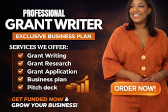do business plan, grant writing, proposal, research and apply for grant