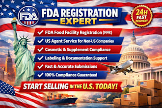 help you with fda compliance, product registration fast and US agent service