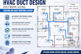 design hvac ductwork sizing with custom air duct routing layout