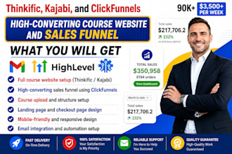 builelearning websid thinkific course website, kajabi course website clickfunnel