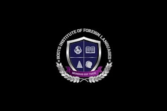 create a school crest unique logo for a new language school