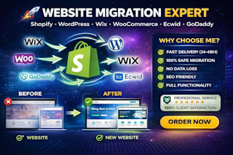 base44 to wordpress migarate shopify to wix woocommerce to ecwid godaddy