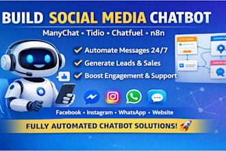 build chatbot for social media with manychat, tidio, chatfuel, n8n chatbot
