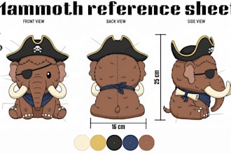 design custom plush reference sheet for plush toy stuffed animal ych concept