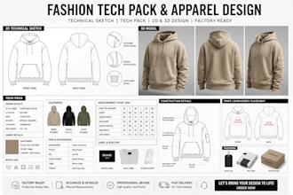 create fashion tech packs,tech packs, technical sketches and apparel designs