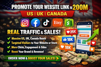 promote shootout website link to 200m us uk canada igfb tiktok etsy shopify shop