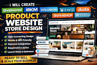 create shopwired ekm volusion ecwid duda shift4shop product website store design