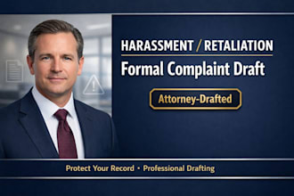 write a powerful legal complaint for workplace harassment or retaliation
