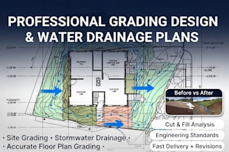 design quality grading design, water drainage plan, grading floor plan design