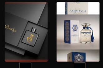 design luxury perfume packaging with logo and label design