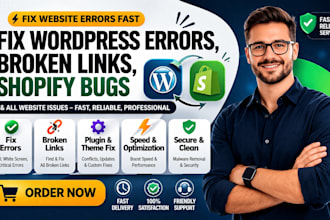 fix wordpress error fix broken link shopify bug fix error fixing wordpress issue