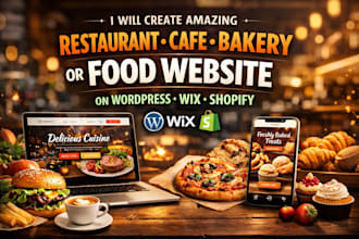 create amazing restaurant cafe bakery or food website on wordpress, wix, shopify