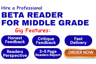 be your middle grade and ya beta reader and give real readers report