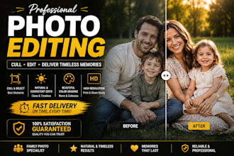 cull, edit and deliver timeless family photos professionally