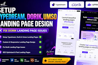 setup typedream, dorik, umso landing page design, fix dorik landing page issues