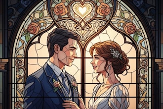 create stained glass art illustrations, mosaic logo, book covers, fantasy arts