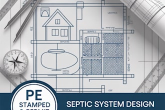 design septic system plan with pe stamp for nj, ca, fl, tx, ga permits