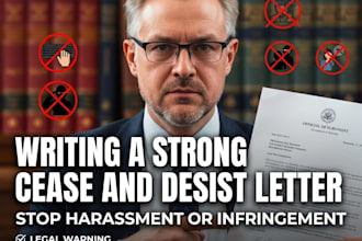 write a strong cease and desist letter to stop harassment or infringement