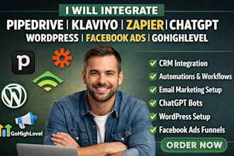 integrate pipedrive klaviyo zapier chatgpt wordpress facebook ads gohighlevel