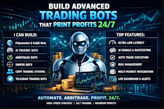 build automated polymarket bot, kalshi, copy trading, sniper bot, ai trading bot