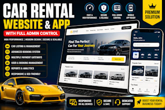 develop a high performance car rental website and app with full admin control