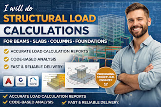 do structural load calculations for beams, slabs, columns and foundations