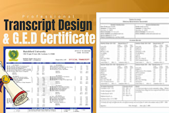 design high school transcript, ged certificate, diploma, college transcript