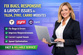 fix bugs responsive and layout issues in tilda zyro carrd website