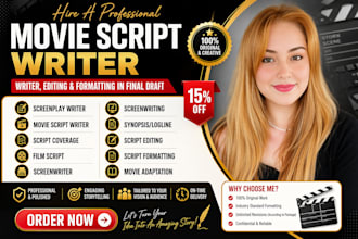 write movie script, screenplay, feature film script, tv series, script writing