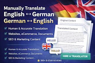 manually translate english to german and german to english