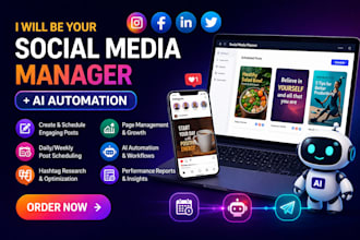 manage social media, create post, and automate with ai, n8n
