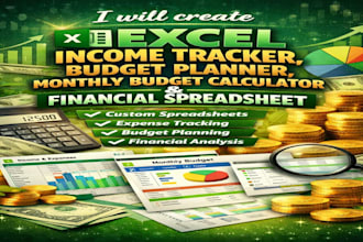 create excel income tracker, budget planner, monthly budget calc and spreadsheet