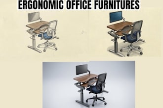do ergonomic furniture cad rendering product designs with autocad or solidworks