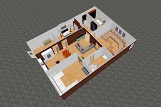 create a 3d floor plan and interior furneture layout